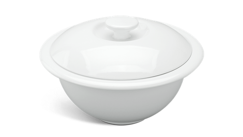 Thố vành sứ Minh Long 12 cm + nắp - Jasmine - Trắng