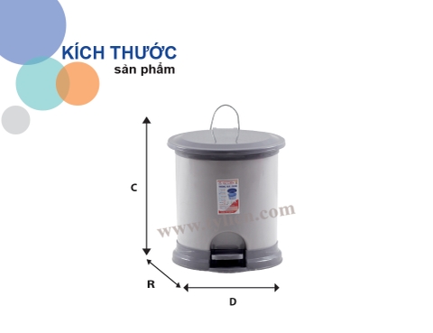 Thùng Rác Oval Kiểu Nhí nhựa Tý Liên No.1324K