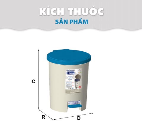 Thùng Rác Tròn Hasu Lớn nhựa Tý Liên No.1326