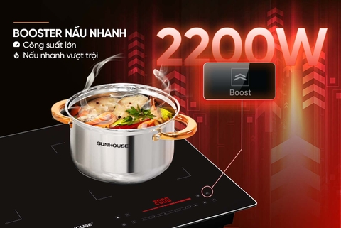 Bếp đôi điện từ Sunhouse SHB82032-EC