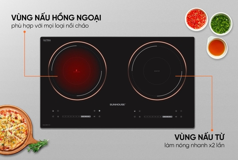 Bếp đôi điện từ hồng ngoại Sunhouse SHB81011-EC