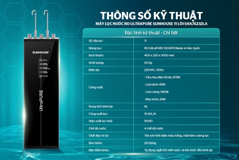 Máy lọc nước ion kiềm UltraPURE Sunhouse SHA76232LA
