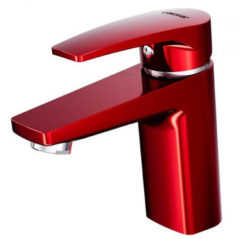 Vòi Lavabo Caesar B390CRU Màu Đỏ Nóng Lạnh kèm nút xả nhấn