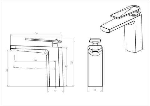 Vòi lavabo chậu rửa mặt Luxta L-1221 nóng lạnh màu đen