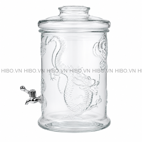 Bình thủy tinh ngâm rượu trụ rồng 6 lít có vòi