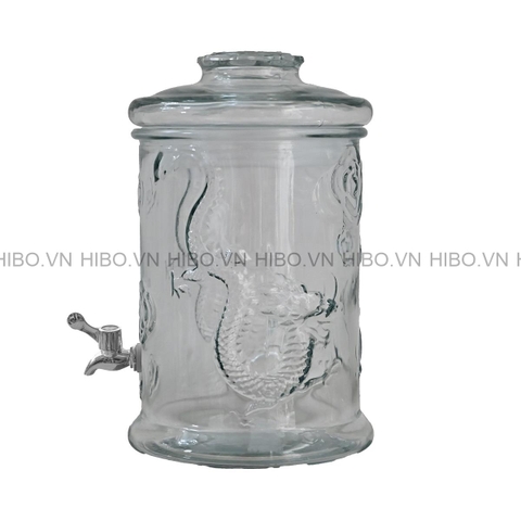 Bình thủy tinh ngâm rượu trụ rồng 6 lít có vòi