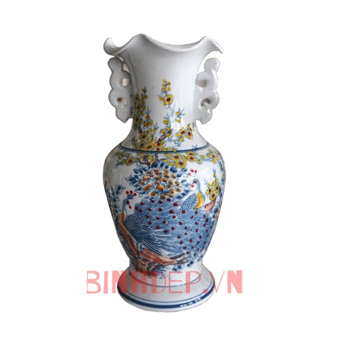 Lọ hoa sứ Bát Tràng tai S1 3 tấc