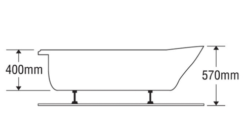 Bồn tắm dài 1 yếm Euroca EU2-1680 dài 1m6