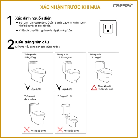 Bồn cầu 1 khối Caesar CD1374 nắp rửa điện tử TAF400H