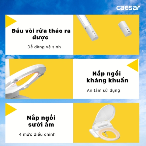 Bồn cầu 1 khối Caesar CD1374 nắp rửa điện tử TAF400H