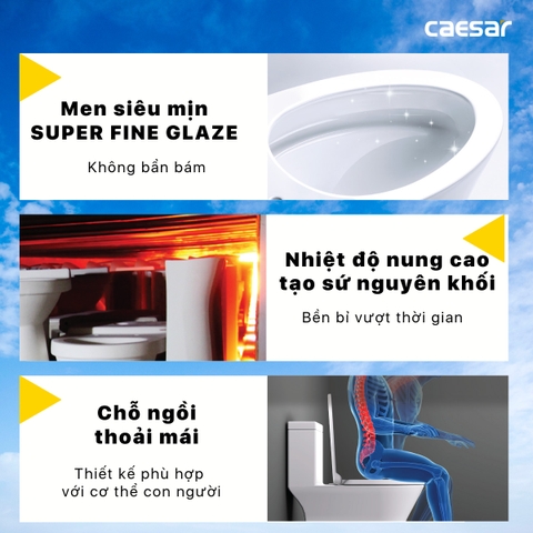 Bồn cầu 1 khối Caesar CD1374 nắp rửa điện tử TAF400H