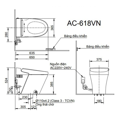 Bồn Cầu Thông Minh INAX AC-618VN (AC618VN)