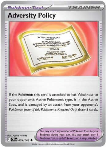 Thẻ hình Pokemon Adversity Policy 074/086 - Lá bài lẻ Chaos Rising Uncommon tiếng Anh chính hãng