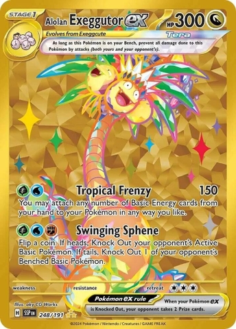 Thẻ hình Pokemon Alolan Exeggutor ex 248/191 - Lá bài lẻ Surging Sparks Hyper Rare tiếng Anh chính hãng