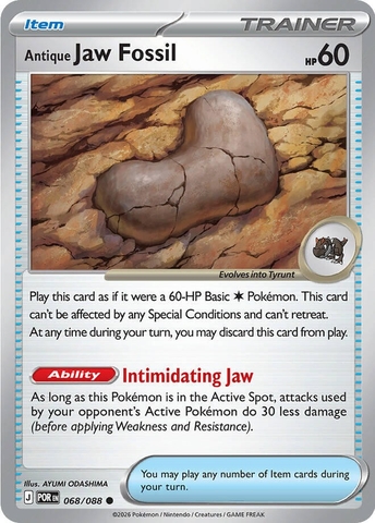 Thẻ hình Pokemon Antique Jaw Fossil 068/088 - Lá bài lẻ Perfect Order Common tiếng Anh chính hãng