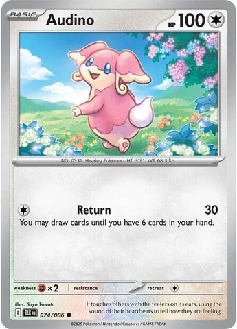 Thẻ hình Pokemon Audino 074/086 - Lá bài lẻ Black Bolt Common Reverse Holo tiếng Anh chính hãng