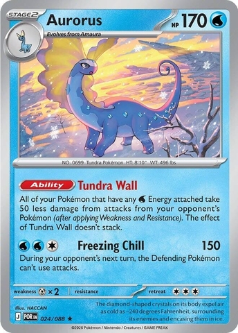 Thẻ hình Pokemon Aurorus 024/088 - Lá bài lẻ Perfect Order Holo Rare Reverse Holo tiếng Anh chính hãng
