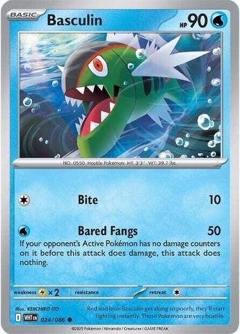Thẻ hình Pokemon Basculin 024/086 - Lá bài lẻ White Flare Common Reverse Holo tiếng Anh chính hãng