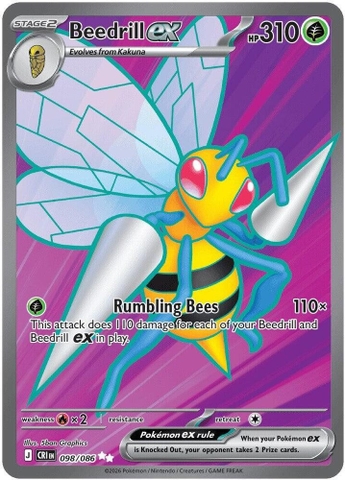 Thẻ hình Pokemon Beedrill ex 098/086 - Lá bài lẻ Chaos Rising Ultra Rare tiếng Anh chính hãng