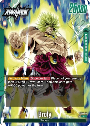 Thẻ hình Dragon Ball Broly FS03-01 Leader - Lá bài lẻ Broly FS03 tiếng Nhật chính hãng