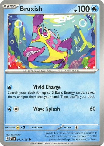 Thẻ hình Pokemon Bruxish 051/198 - Lá bài lẻ Scarlet & Violet Base Set Common Reverse Holo tiếng Anh chính hãng