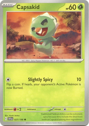 Thẻ hình Pokemon Capsakid 027/198 - Lá bài lẻ Scarlet & Violet Base Set Common Reverse Holo tiếng Anh chính hãng
