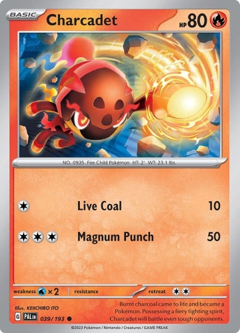 Thẻ hình Pokemon Charcadet 039/193 - Lá bài lẻ Paldea Evolved Common Reverse Holo tiếng Anh chính hãng
