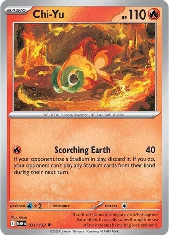 Thẻ hình Pokemon Chi-Yu 031/132 - Lá bài lẻ Mega Evolution Base Set Uncommon Reverse Holo tiếng Anh chính hãng