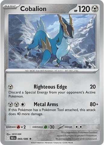Thẻ hình Pokemon Cobalion 066/086 - Lá bài lẻ Black Bolt Holo Rare Reverse Holo tiếng Anh chính hãng