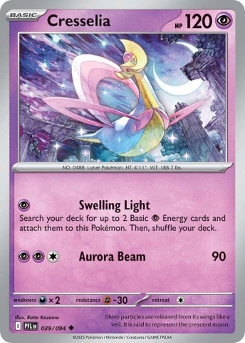 Thẻ hình Pokemon Cresselia 039/094 - Lá bài lẻ Phantasmal Flames Uncommon Reverse Holo tiếng Anh chính hãng
