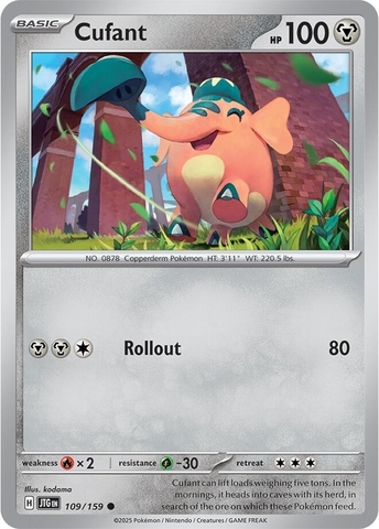Thẻ hình Pokemon Cufant 109/159 - Lá bài lẻ Journey Together Common Reverse Holo tiếng Anh chính hãng