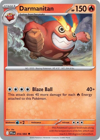 Thẻ hình Pokemon Darmanitan 016/094 - Lá bài lẻ Phantasmal Flames Uncommon Reverse Holo tiếng Anh chính hãng