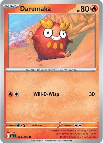 Thẻ hình Pokemon Darumaka 013/086 - Lá bài lẻ Black Bolt Common Reverse Holo tiếng Anh chính hãng