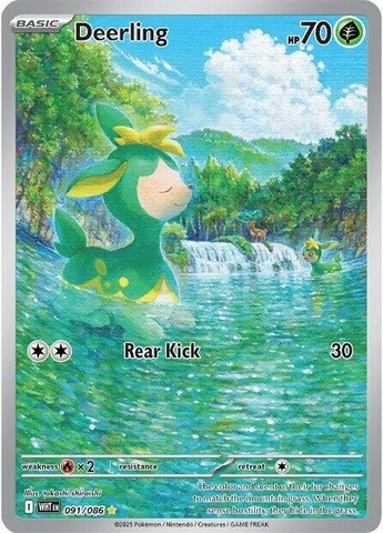 Thẻ hình Pokemon Deerling 091/086 - Lá bài lẻ White Flare Illustration Rare tiếng Anh chính hãng