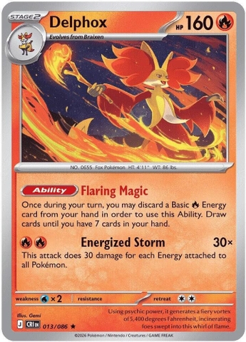 Thẻ hình Pokemon Delphox 013/086 - Lá bài lẻ Chaos Rising Holo Rare tiếng Anh chính hãng