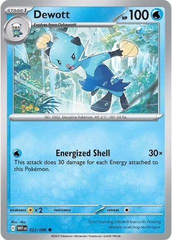 Thẻ hình Pokemon Dewott 022/086 - Lá bài lẻ White Flare Common Reverse Holo tiếng Anh chính hãng