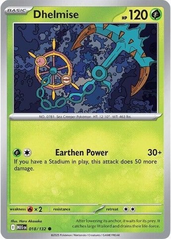 Thẻ hình Pokemon Dhelmise 018/132 - Lá bài lẻ Mega Evolution Base Set Common Reverse Holo tiếng Anh chính hãng