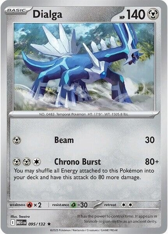 Thẻ hình Pokemon Dialga 095/132 - Lá bài lẻ Mega Evolution Base Set Holo Rare Reverse Holo tiếng Anh chính hãng