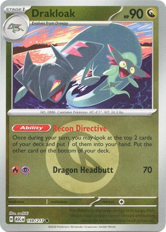 Thẻ hình Pokemon Drakloak 159/217 - Lá bài lẻ Ascended Heroes Common Quick Ball Holo tiếng Anh chính hãng
