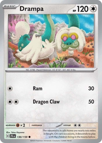 Thẻ hình Pokemon Drampa 130/159 - Lá bài lẻ Journey Together Common Reverse Holo tiếng Anh chính hãng