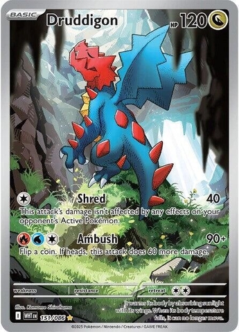Thẻ hình Pokemon Druddigon 151/086 - Lá bài lẻ White Flare Illustration Rare tiếng Anh chính hãng