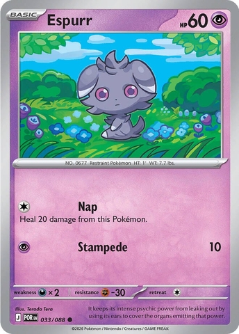 Thẻ hình Pokemon Espurr 033/088 - Lá bài lẻ Perfect Order Common Reverse Holo tiếng Anh chính hãng