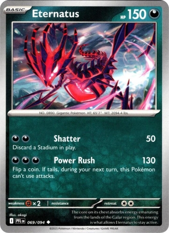 Thẻ hình Pokemon Eternatus 069/094 - Lá bài lẻ Phantasmal Flames Uncommon Reverse Holo tiếng Anh chính hãng