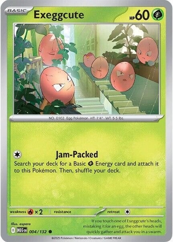 Thẻ hình Pokemon Exeggcute 004/132 - Lá bài lẻ Mega Evolution Base Set Common Reverse Holo tiếng Anh chính hãng