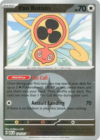 Thẻ hình Pokemon Fan Rotom 171/217 - Lá bài lẻ Ascended Heroes Common Dusk Ball Holo tiếng Anh chính hãng