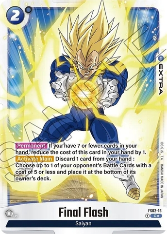 Thẻ hình Dragon Ball Final Flash FS02-16 Common Alternate Art - Lá bài lẻ Vegeta FS02 tiếng Nhật chính hãng