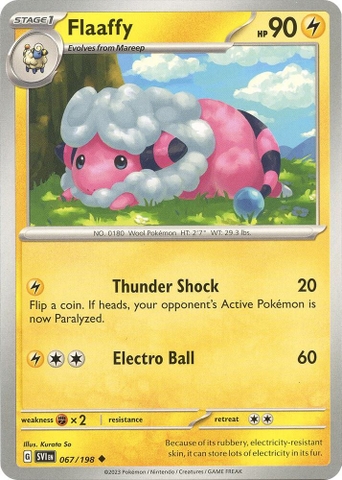 Thẻ hình Pokemon Flaaffy 067/198 - Lá bài lẻ Scarlet & Violet Base Set Uncommon Reverse Holo tiếng Anh chính hãng