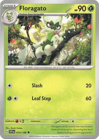 Thẻ hình Pokemon Floragato 014/198 - Lá bài lẻ Scarlet & Violet Base Set Uncommon Reverse Holo tiếng Anh chính hãng