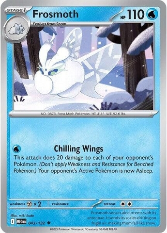 Thẻ hình Pokemon Frosmoth 043/132 - Lá bài lẻ Mega Evolution Base Set Uncommon Reverse Holo tiếng Anh chính hãng