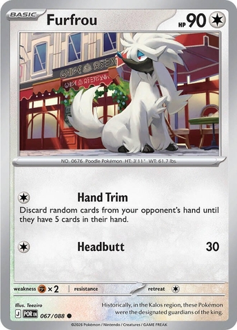 Thẻ hình Pokemon Furfrou 067/088 - Lá bài lẻ Perfect Order Common Reverse Holo tiếng Anh chính hãng